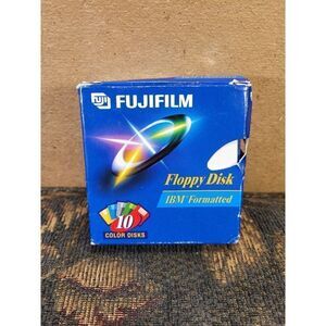 Vintage Fujifilm Colored Floppy Discs- IBM Formatted- Set of 9- NIB